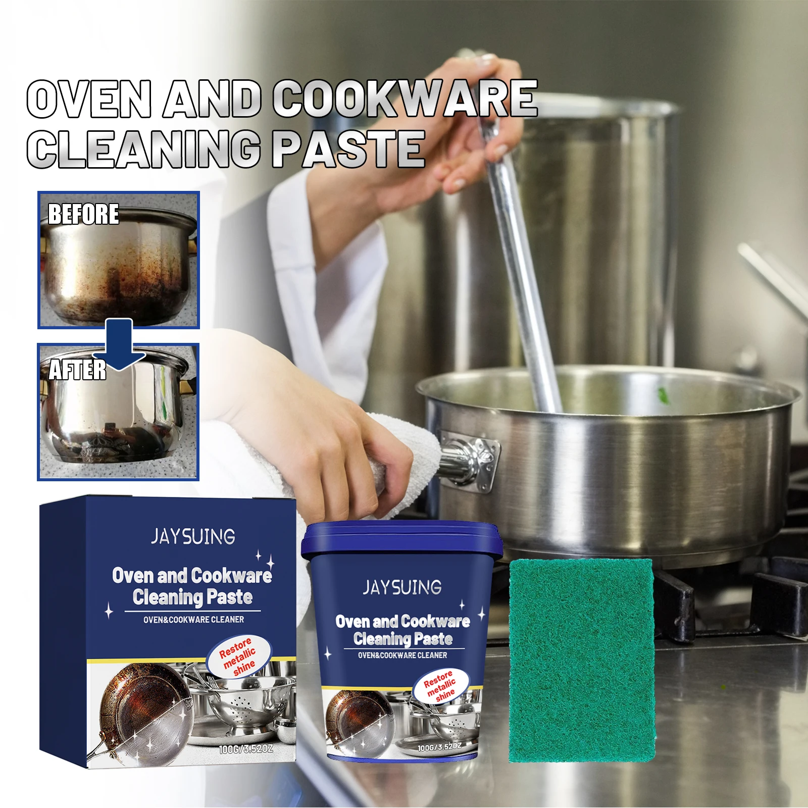 Stainless Steel Kitchen Cleaner Paste for Oven Cookware