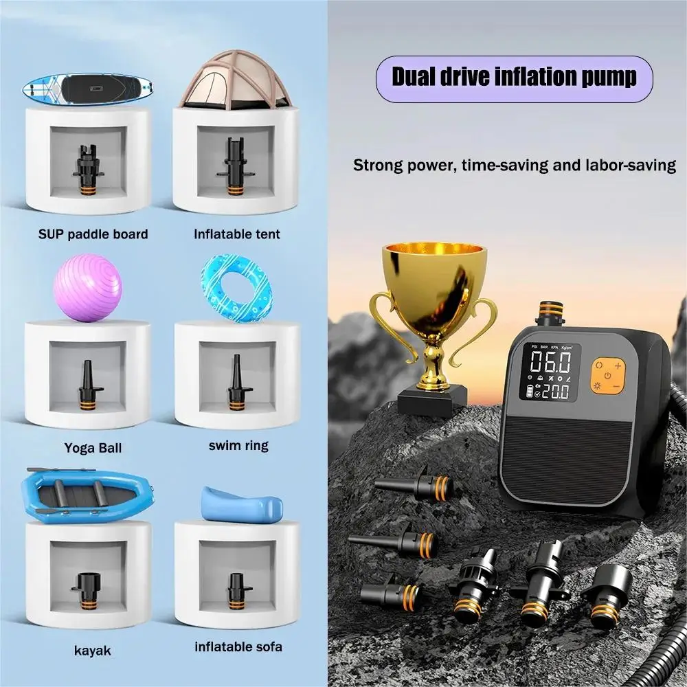 OWJHE Kabellose Luftpumpe, 8000 mAh, Touchscreen, tragbarer elektrischer Reifenfüller, zweistufig, für Kajaks, Windflügel, SUP-Luftkompressor – Detail 11