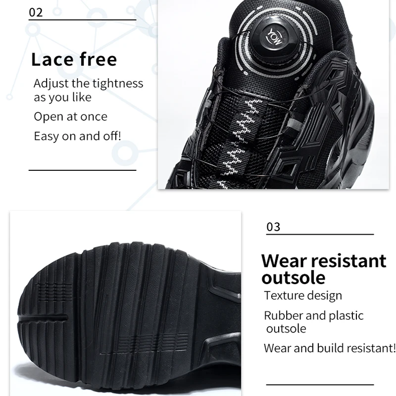 Men Safety Shoes Lightweight Puncture Proof Work Boots Steel Toe Sneakers