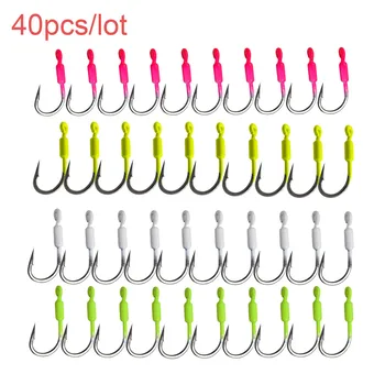 40pcs Snapper Jig Weighted Hooks 3g White/Pink/Yellow/Chartreuse Fishing Hooks 1