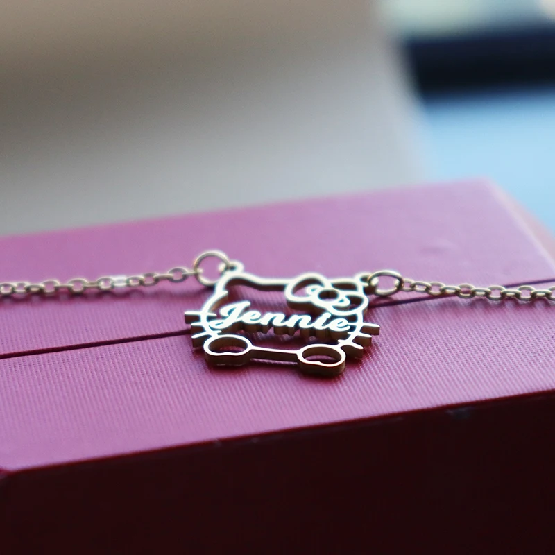 

Custom Cat Style Name Necklace Cable Chain Women Girl Jewelry Personalized Stainless Steel Gold Color Nameplate Pendant Necklace