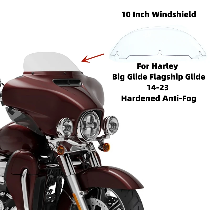 

Motorcycle Accessories Fit For Harley Big Glide Flagship Glide 14-23 Years 10" 7“Windscreen Windshields 1PC