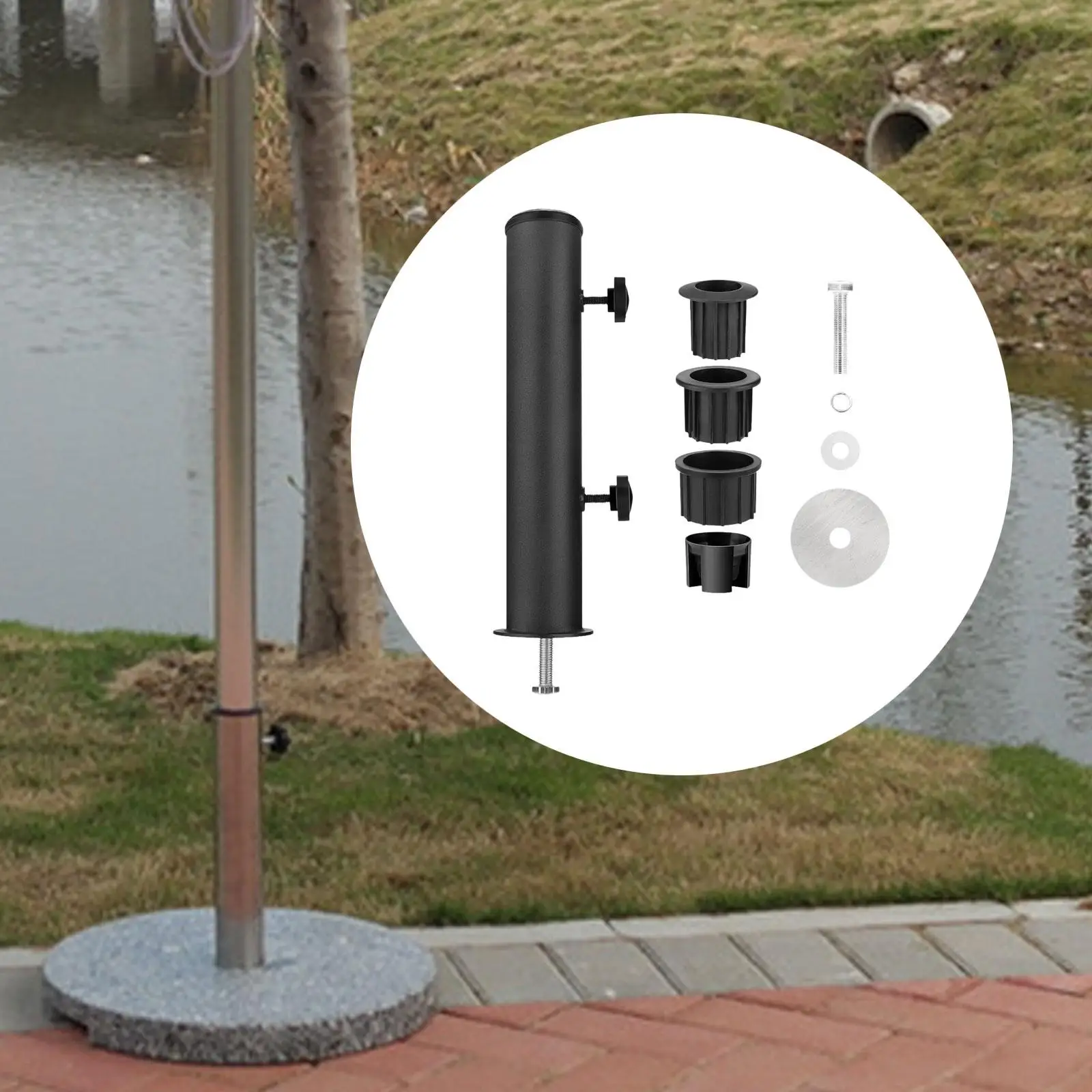 Umbrella Stand Tube Umbrella Tube Bracket Parts Base Holder Black Heavy Duty Marble Flag Pole Stake for Pontoons