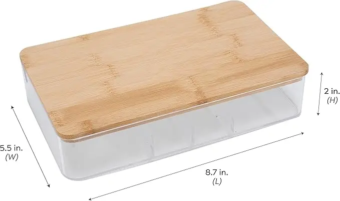 5 Compartment Organizer with Bamboo Lid and Mirror. Ideal for Jewelry, Cosmetics and Accessories. Great for Vanity 4