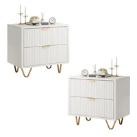 Набор из 2 прикроватных тумбочек, прикроватная тумбочка с местом для хранения вещей, прикроватная тумбочка вместе, ручки и золотые ножки стола — изображение 6