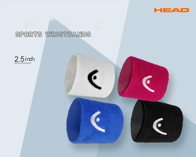 A promotional image for the Tennis Wristband, Badminton Sport Wristband, Cotton Comfortable Wristband displays four vibrant options in white, pink, blue, and black. These 2.5-inch wristbands are designed with a simple style featuring a stylized "C" mark and are crafted from soft cotton material, making them ideal for tennis enthusiasts who prioritize both style and comfort.