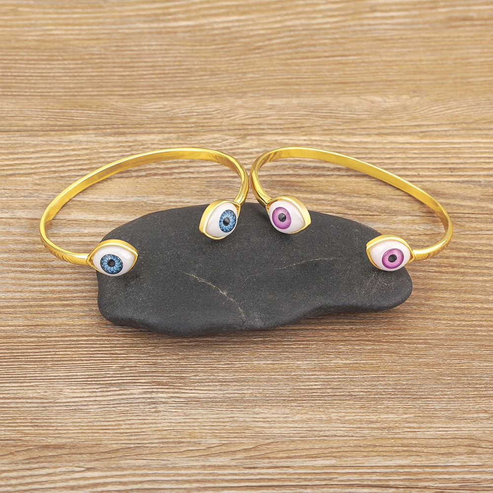 AIBEF Trendy Turkish Lucky Evil Eye Bracelet Copper Jewelry Adjustable Open Women Daily Wear Cuff Bangle Creative Exquisite Gift 4