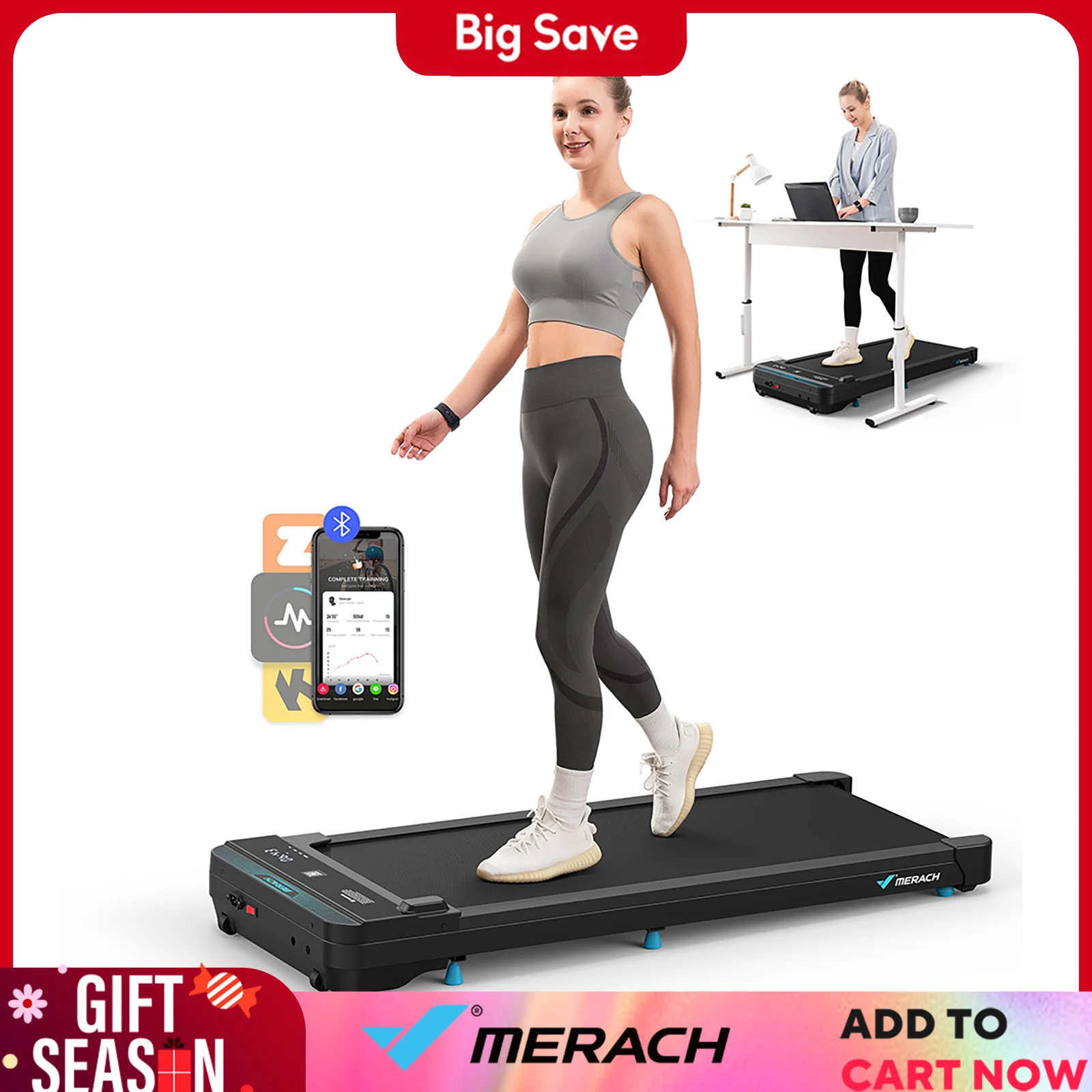 MERACH Quiet Under Desk Treadmill for Home Office