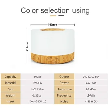 500ml Ultrasonic Aromatherapy Diffuser with Remote Control 7 colors LED night Lights humidifier for Home Office Yoga Meditation 2