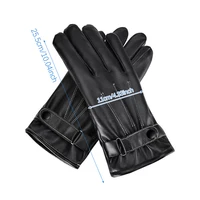 Men Winter PU Leather Black Gloves Button Warm Mittens Outdoor Sports Driving Skiing Men's Windproof Gloves Winter Supplies 3