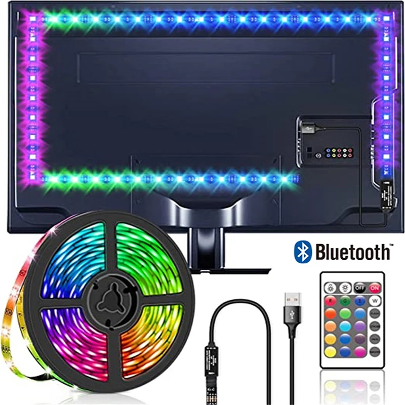 

30M LED Strip Light RGB 5050 WS2812B Bluetooth USB Diode Flexible Addressable Lamp Tape Rainbow-like Effect DC 5V Ceiling Light