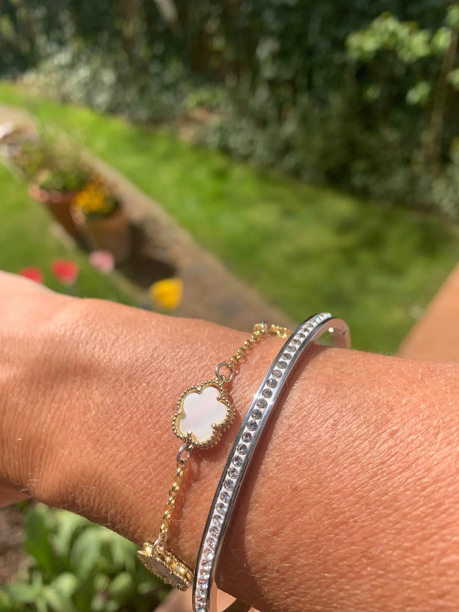 Modesmycken armband armband med två rad kristall strass pave rostfritt stål öppning armband för kvinnor tillbehör photo review