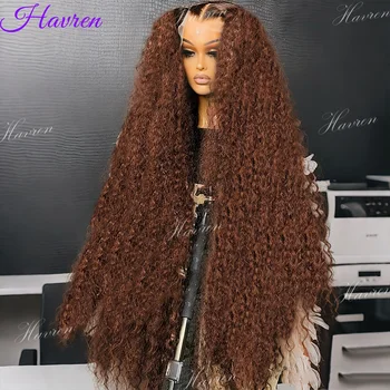 Chocolate Brown Curly 13X4 Lace Front Colored Wigs Human Hair Wigs Pre Plucked Deep Wave 13X6 Hd Lace Frontal Brazilian Wig 1