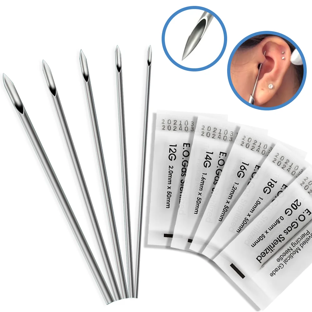 100 Pieces Body Piercing Hollow Needles with Stainless Steel Forceps Mixed  Sizes 12G 14G 16G 18G 20G Ear Piercing Needles for Belly Ear Tongue Piercing  Tools