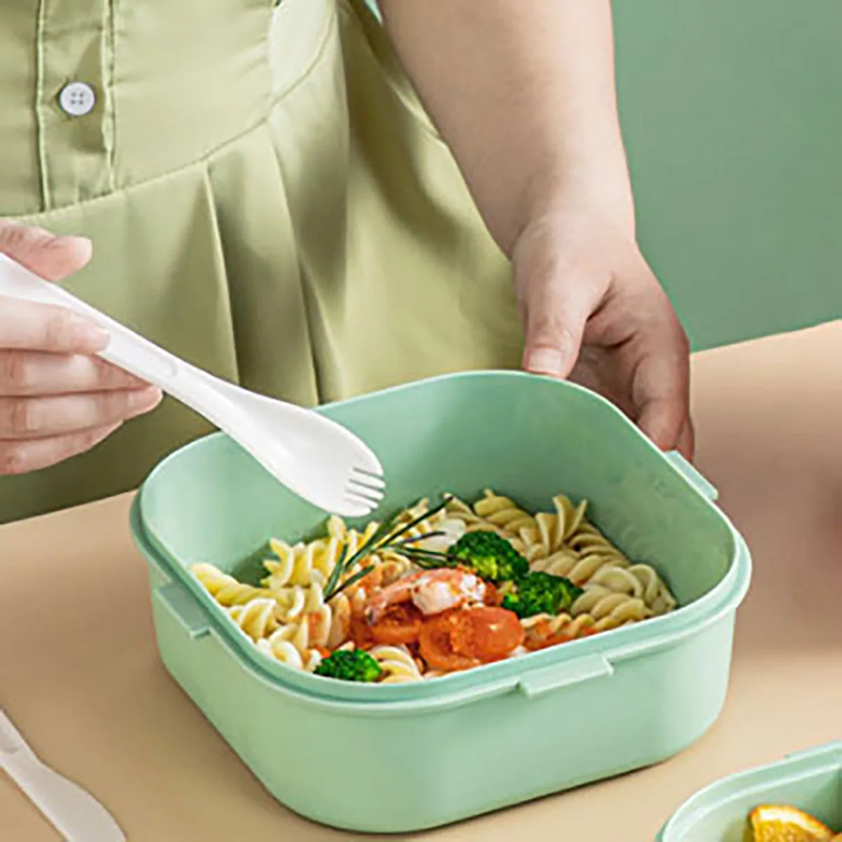 1pc Leakproof Lunch Box Double Layer High Capacity Food Container Travel Hiking Office School Portable Heating Bento Box