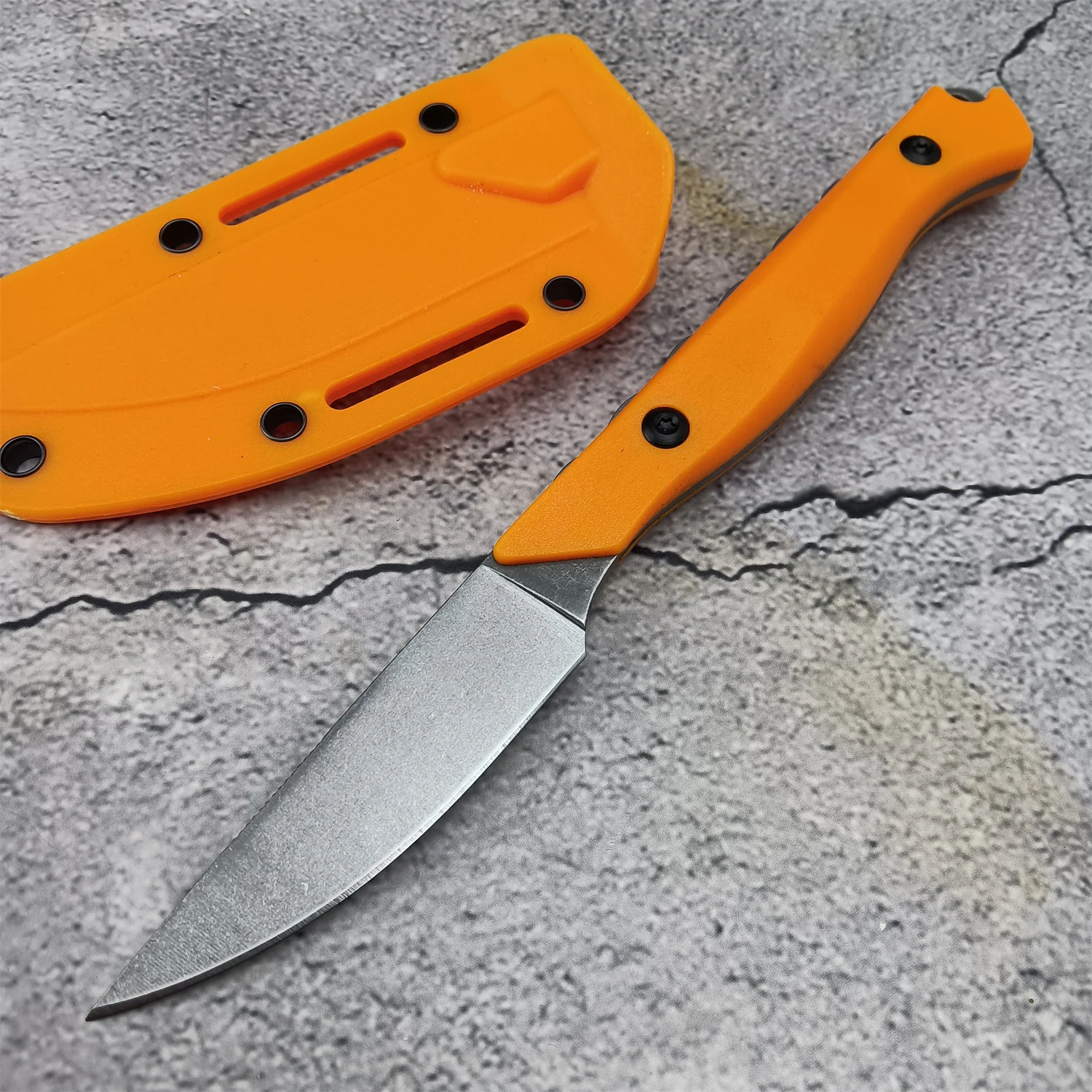 Тактический нож с фиксированным лезвием CPM-154, стальная оранжевая ручка из сантопрена, уличная охота, поход, EDC Ножи с чехлом АлиЭкспресс