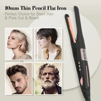 Mini Hair Straightener Curler Titanium Thin Plate Pencil Flat Iron For Short Hair Beard Pixie Cut Salon Styling Tool 100-240V 2