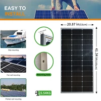 Panneau solaire monocristallin rigide de 120W, module solaire 18V pour charger une batterie 12V, pour camping-car, caravane, bateau, jardin, maison, système hors réseau sur le toit. 2