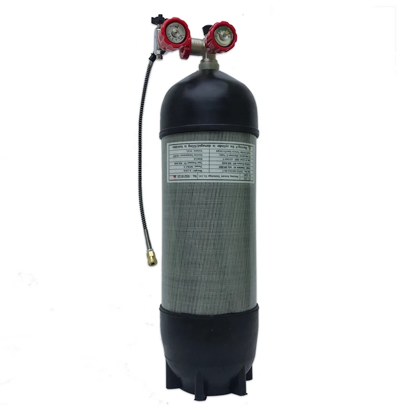 

ACECARE 9L Scuba 4500psi Carbon Fiber Cylinder 300bar Hpa Diving Tank Rubber Boot Valve Filling Station SCBA Diving Firesafety