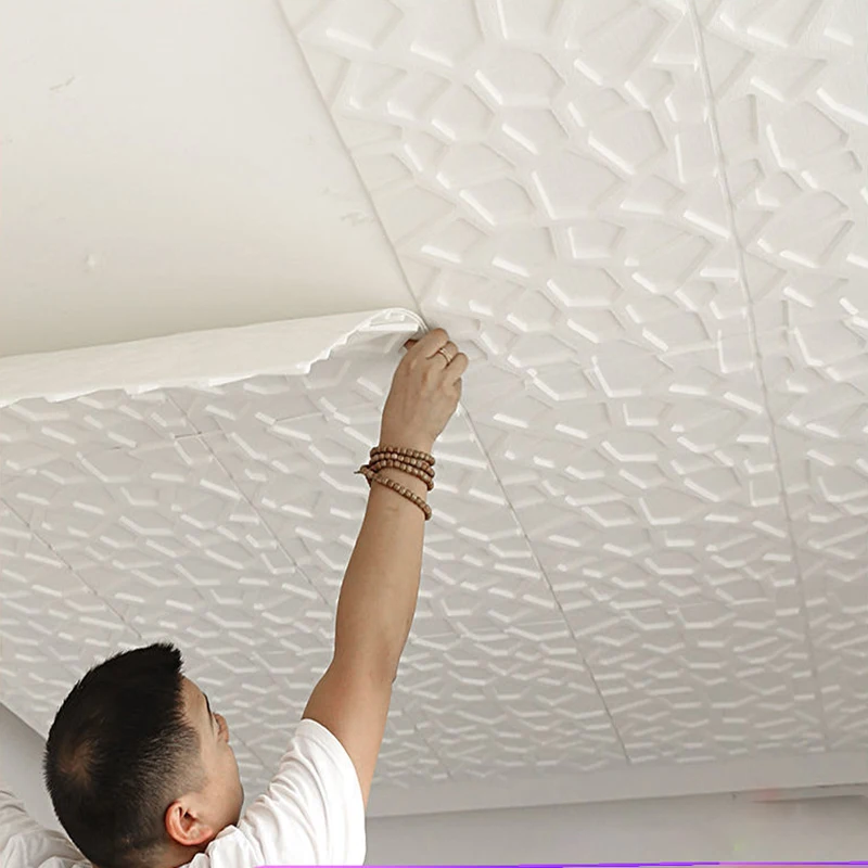35*35cm Ceiling Bed Room Decor Background Wallpaper Peel and Stick Waterproof Decoration Wall Stickers Anti-collision 3d Home 3