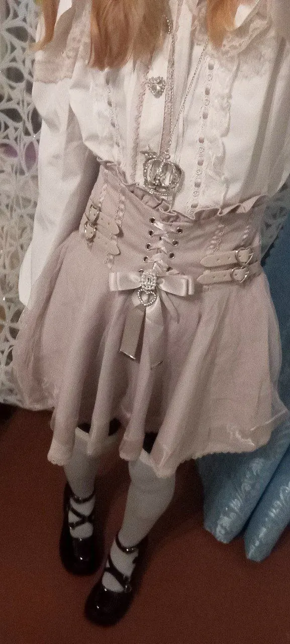 Japanese Ruffled Skirt and Off Shoulder Blouse - Jirai Kei Aesthetic photo review