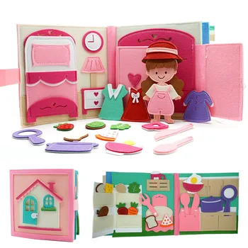 Montessori Quite Book Toys Preschool Activity Book Daily Life Skills Busy Book Autism Sensory Cloth Book Girls Gift for Toddlers 1