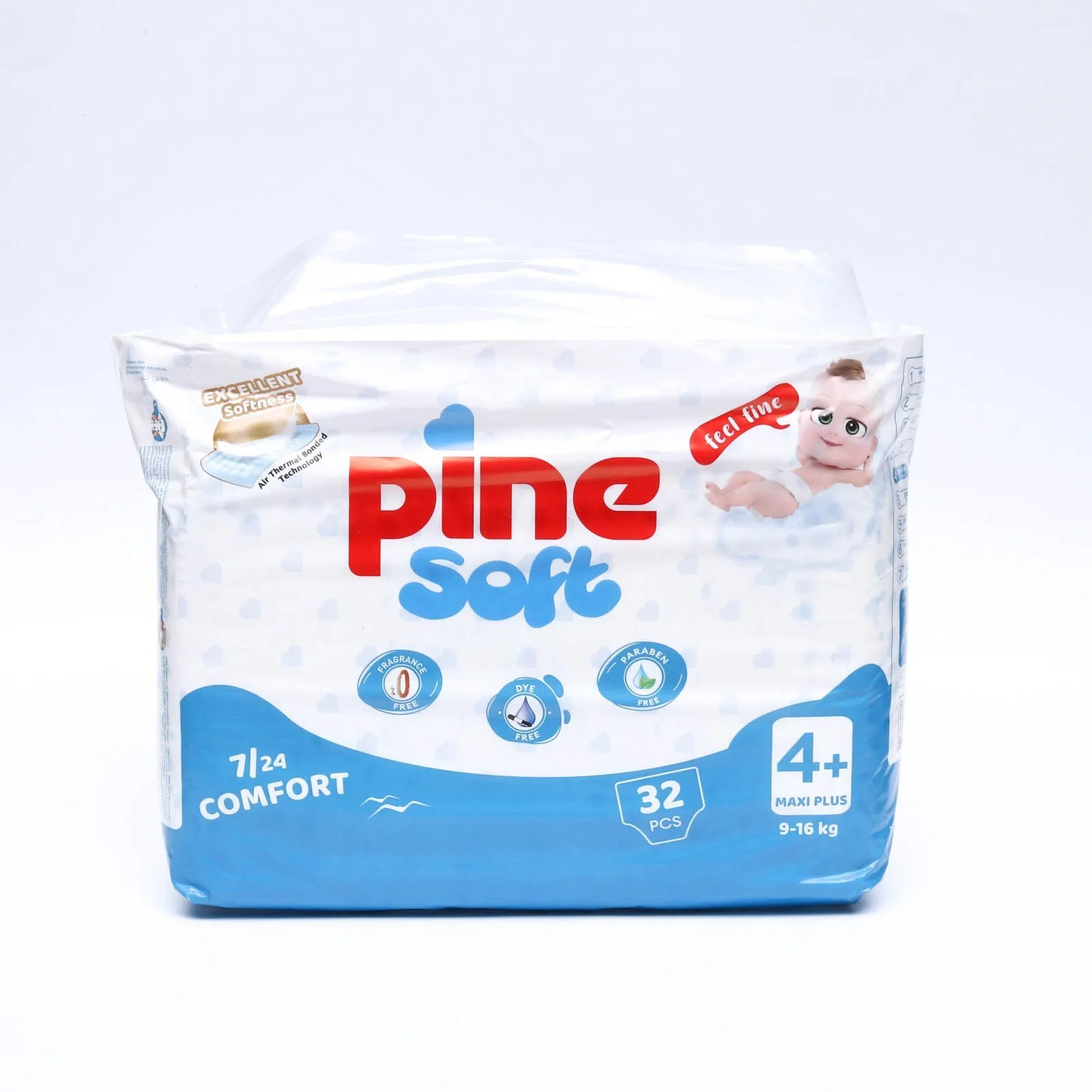Подгузники детские Pine Soft 4+ Maxi Plus (9-16 kg)