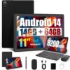 BESTSKI 11 inch Tablet Android 14 Octa-Core, 14GB RAM+64GB ROM (TF 1TB), 8200mAh, Widevine L1, WiFi 6, 8 in 1 Tablet with Set 1