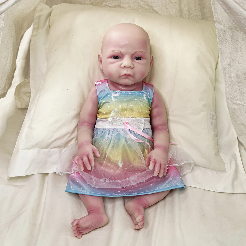 18.5 Inch Full Body Soft Bebe Silicone Reborn Doll Handmade Lifelike  Newborn Doll Painted Bebe Reborn Dolls bebe reborn corpo de