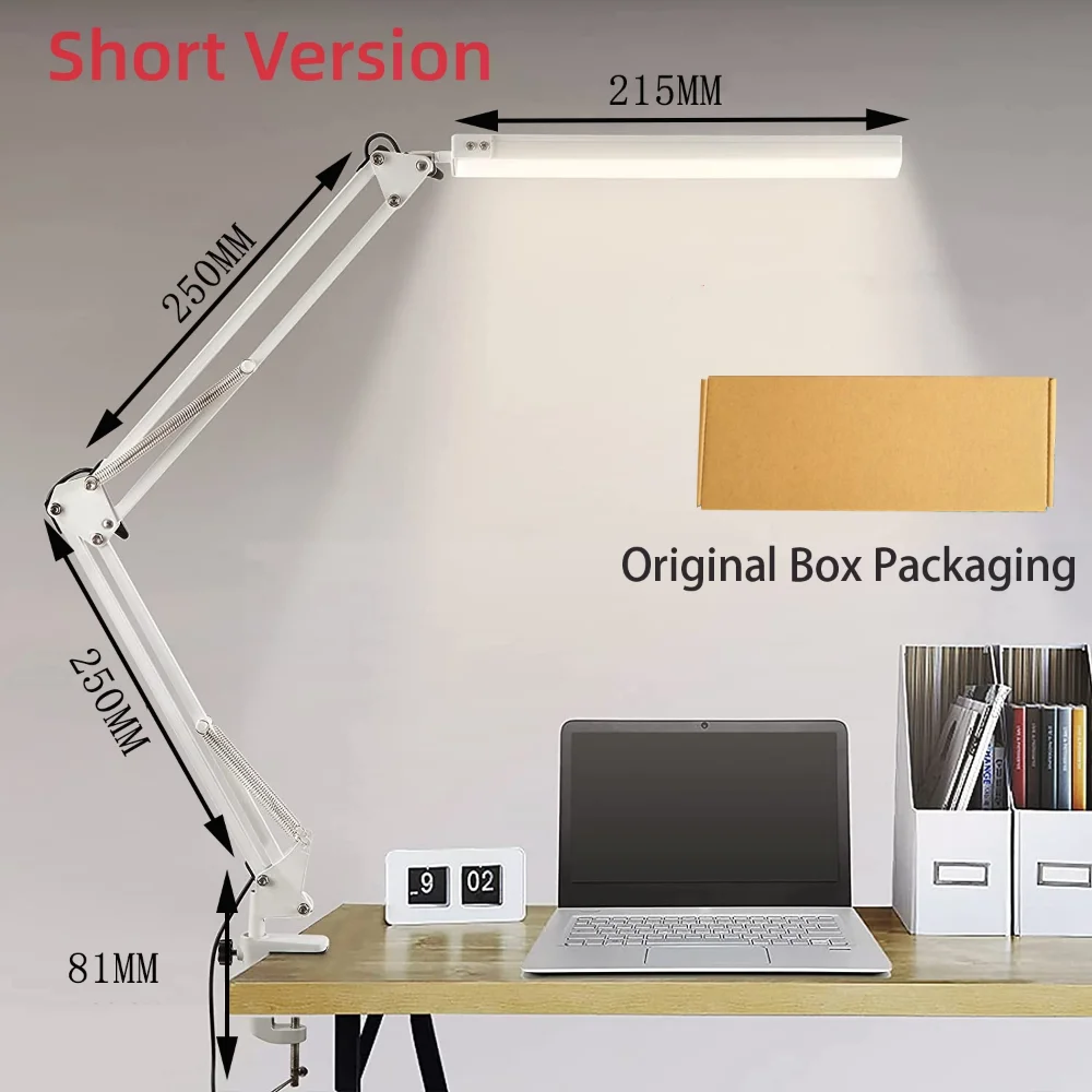 LED Desk Lamp Long Arm Foldable Clamp Adjustable Eye Caring thumbnail 3