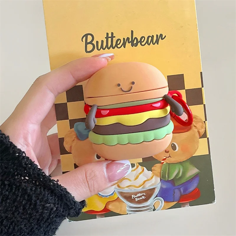 For Apple Airpods Pro Case Cute 3D Hamburger Headset