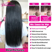 Princesse cheveux 13x6 13x4 HD dentelle frontale perruque pré-épilée sans colle perruque cheveux humains prêt à porter droite perruques de cheveux humains pour les femmes 3