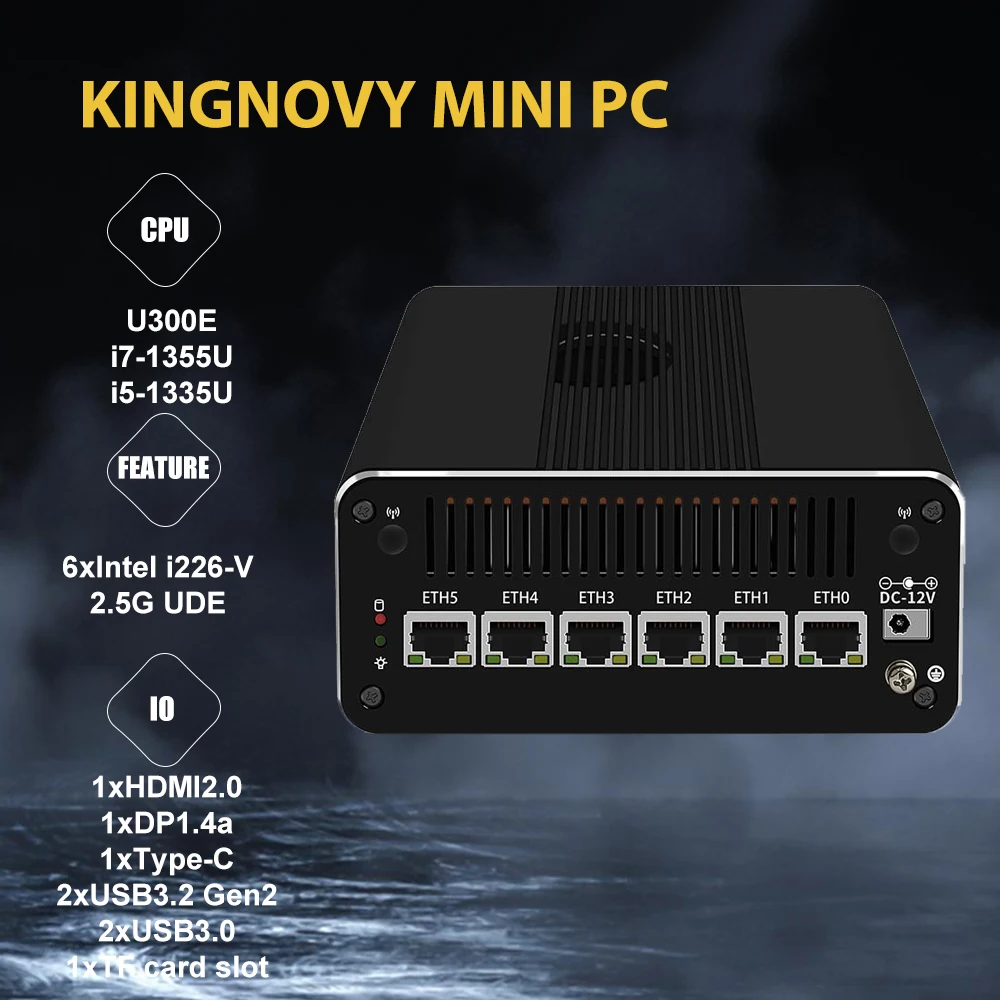 Tough 6 Lan Micro Firewall Appliance 13Th Gen Fanless Mini Pc Intel I7 1355U I5 1335U I3 1315U U300 Network Soft Router Aes Ni