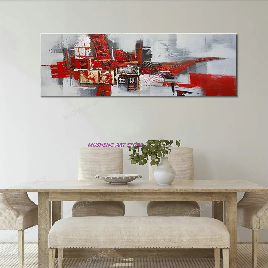 

Handmade Abstract Colorful Oil Painting on Canvas Large Size Thick Textured 3D Wall Art Mural for Living Room Decoration