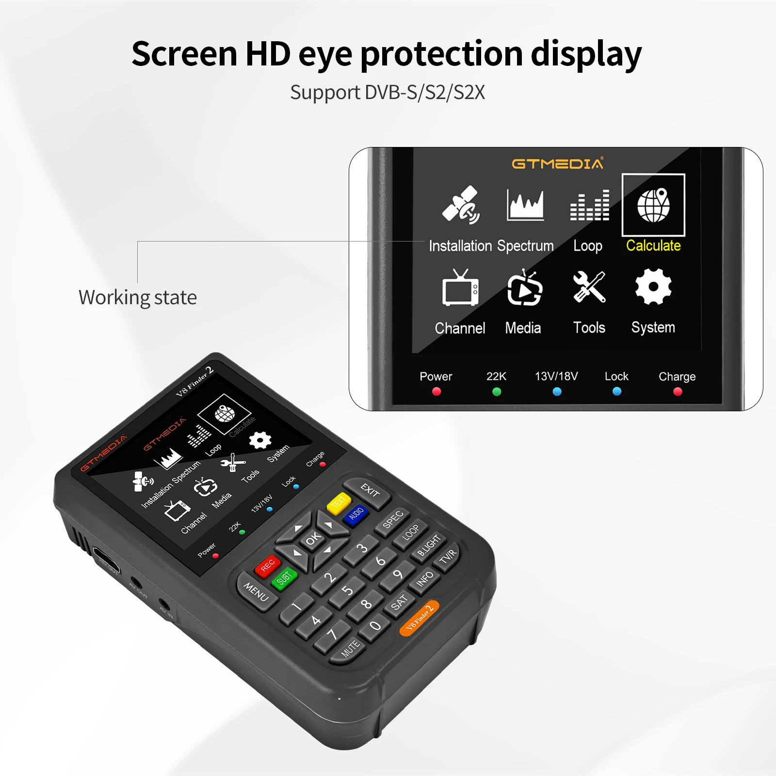 Digitaler Satellitensignalmesser V8 Finder 2 Satellitensignalfinder DVB-S/S2/S2X Digital 1080P