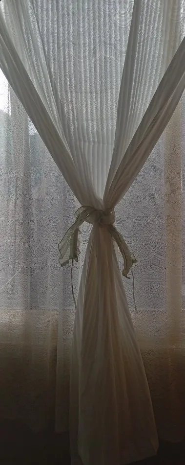 Striped Vertical Privacy Sheer Tulle for Windows Transparent Chiffon White Tulle Blinds Style Curtains photo review