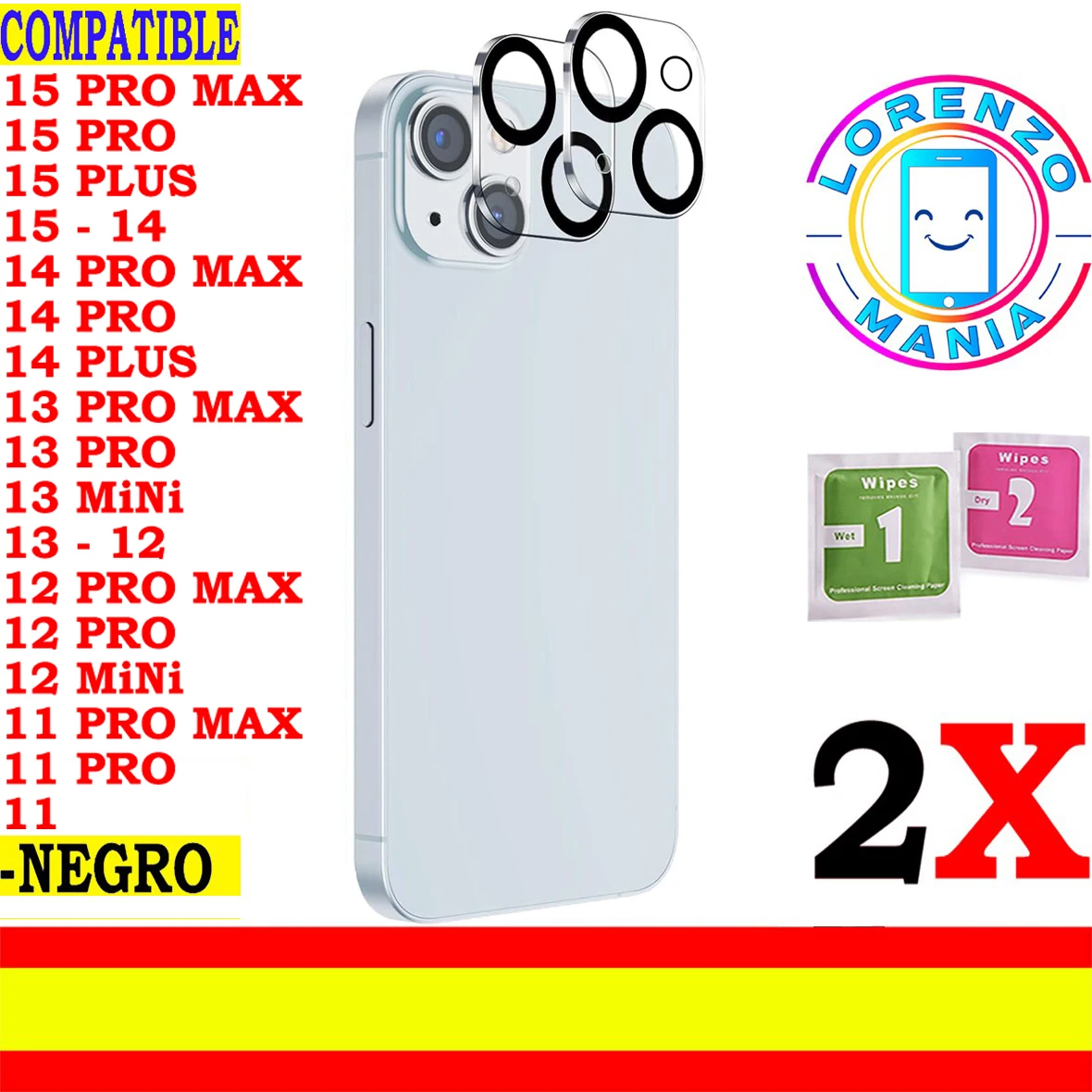 2 Proteggi Obiettivo Per Fotocamera Compatibile Apple Iphone 15 Pro Max, 15 Pro, 15 Plus, 15, 14 Pro Max, 14 Pro, 14 Plus, 14, 14, 14, 13 Pro Max, 13 