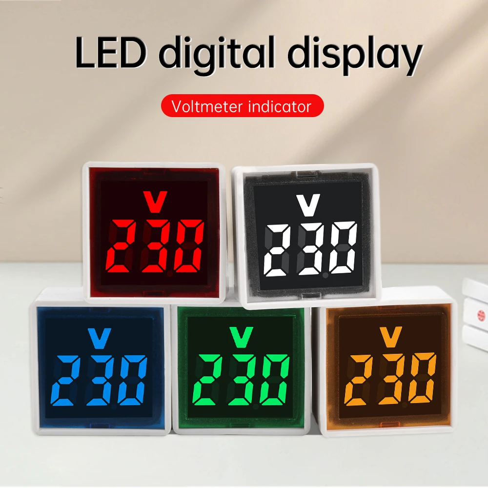 AC 220V 30mm 사각형 LED 디지털 전압계, 50500V 측정 범위, 유럽형 플러그, 다양한 디스플레이 색상으로 제공