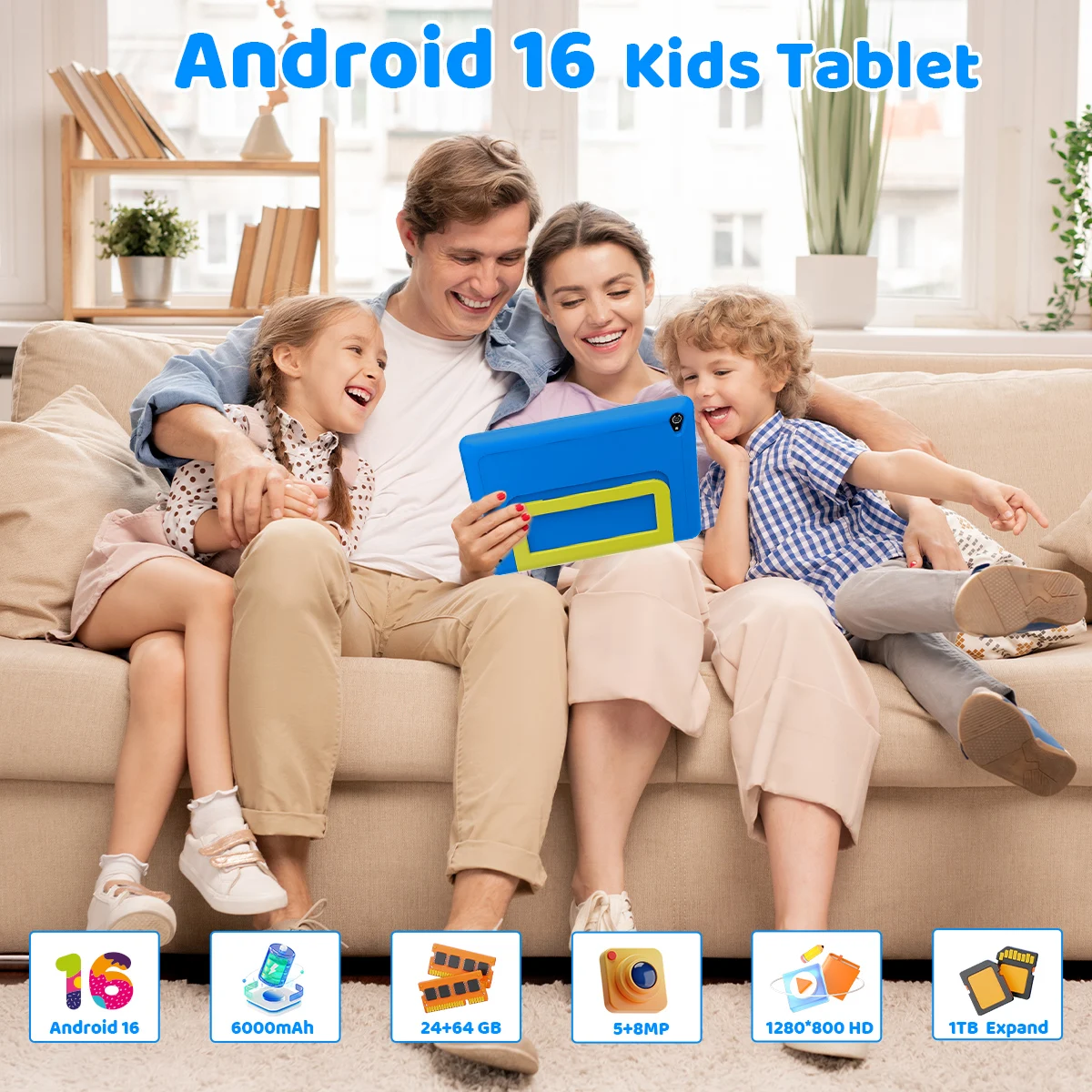 BUFO KT1016 10.1 Inch A523 Octa Core Tablet 24GB RAM 128GB ROM Android 15 1280*800 LCD Screen 5000mAh Battery Dual Camera 1TB TF Expand Type-C Charging Portable Tablet for Study Work Entertainment