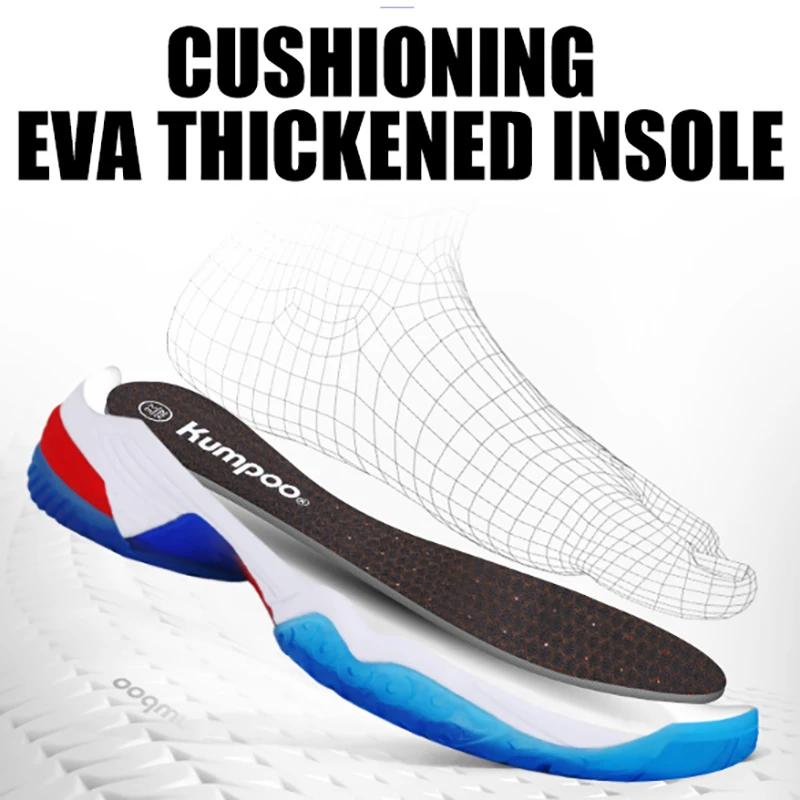 Original Kumpoo Unisex Badminton Shoes Ultra Light Indoor Ping Pong Sport Sneakers Comfortable Non-slip Training Footwear