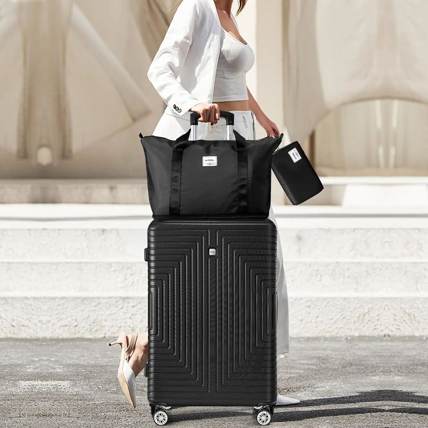5pcs Luggage Set ABS+PC Suitcases Travel Packing Box With Wheel TSA Aproved Lock And Carry On Bag Wash Bag Travel Suitcase Set 2