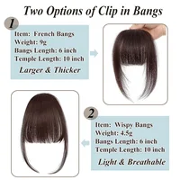Frange française vaporeuse de cheveux humains avec des tempes, accessoires pour cheveux à frange incurvée, frange à Clip dans l'air, postiches Kawaii, changement rapide des cheveux 4