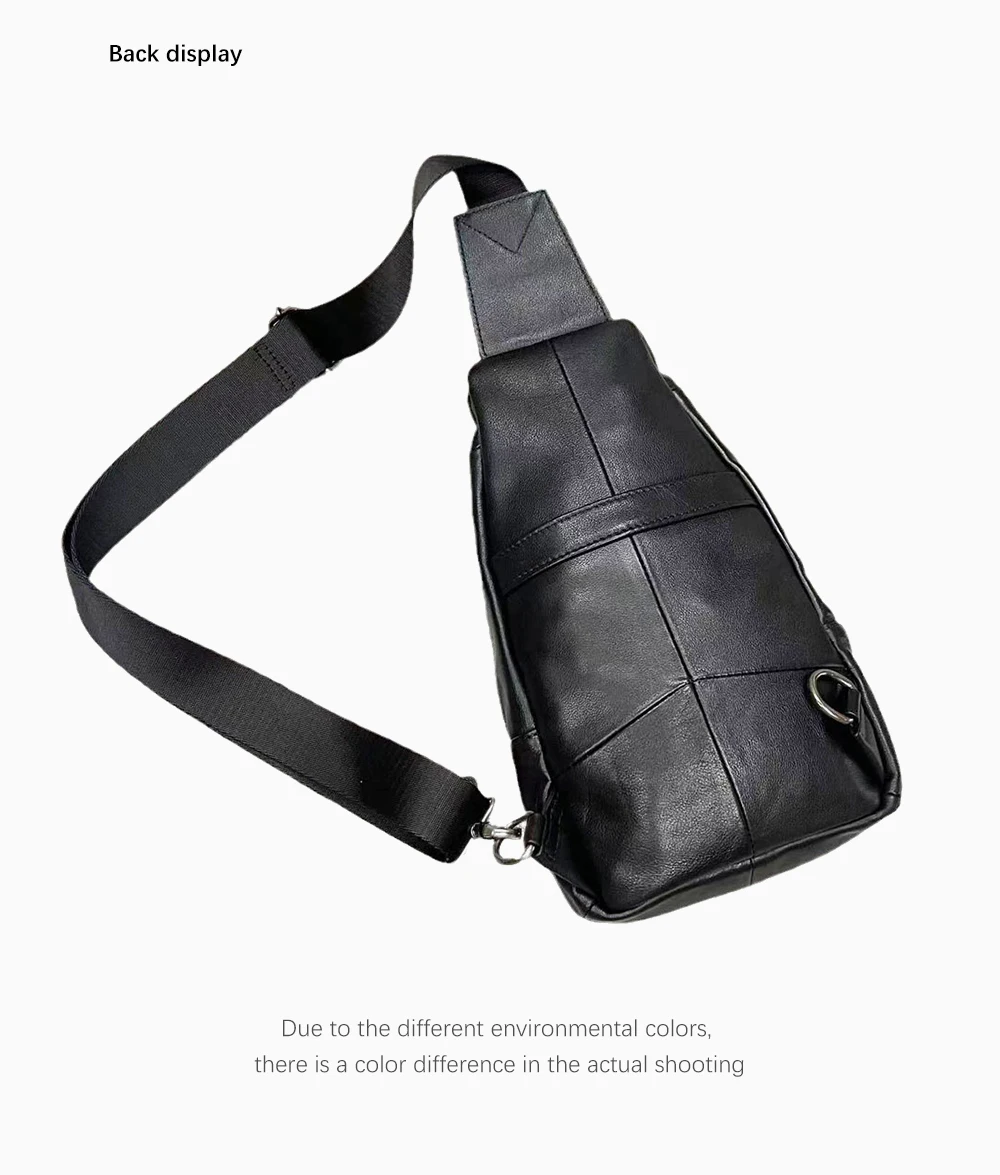 Zency Unisex Brust Pack Mode Bananen tasche Outdoor Echt leder Gürtel tasche Frauen Gürtel tasche Umhängetasche Schlinge Cross body schwarz – Detail 7