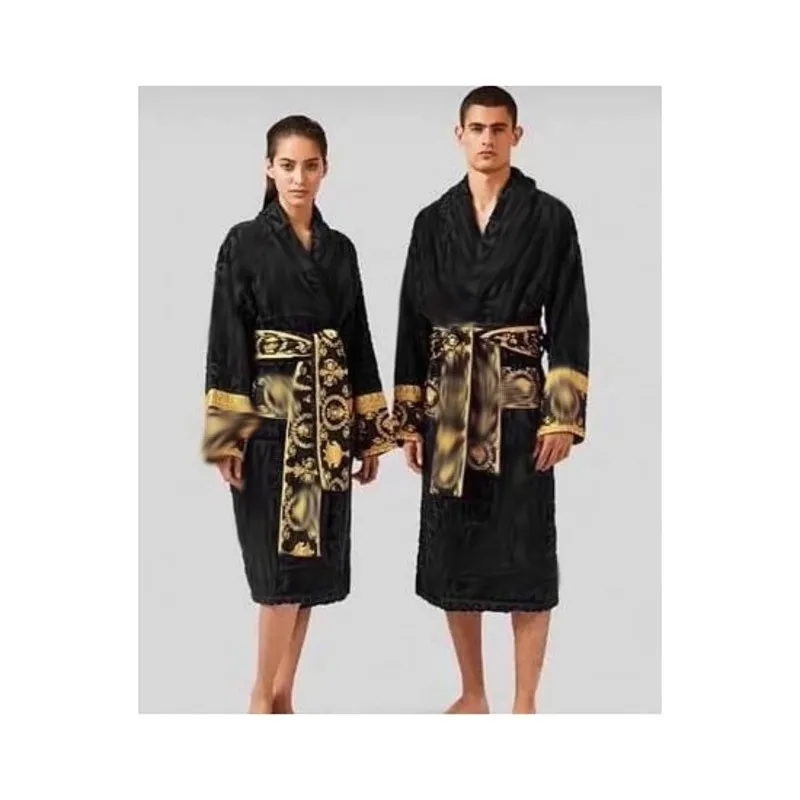 

Bathrobe Black Color Bathrobe Soft Bathing Gown Medium