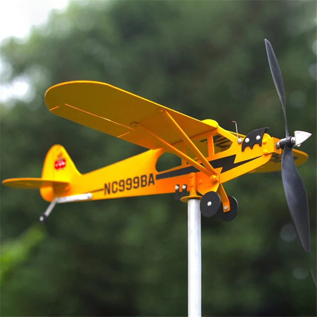 3D -S Szélsugár Fonó Sík Fém Repülőgép Weathervane Kültéri Tető Irányjelző Időjárás Lapátkert Dekoráció - Image 5