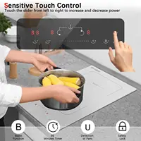 Индукционная варочная панель Cooksir, 2 конфорки с вилкой, встроенная, 3500 Вт, гибкая зона, управление направляющими, 9 уровней мощности, предохранительный замок — изображение 4