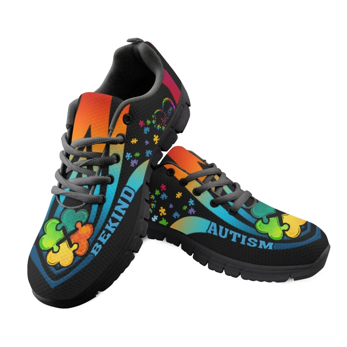 INSTANTARTS 2023 Trend Sneakers Autism Cancer Awareness Love Heart Design Women Breathable Flat Shoes Outdoor Comfort Sport Shoe