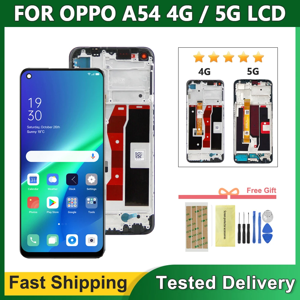 

AAA Quality A54 4G CPH2239 LCD Display With Frame Digitizer Touch Screen Assembly For OPPO A54 5G CPH2195, OPG02 LCD
