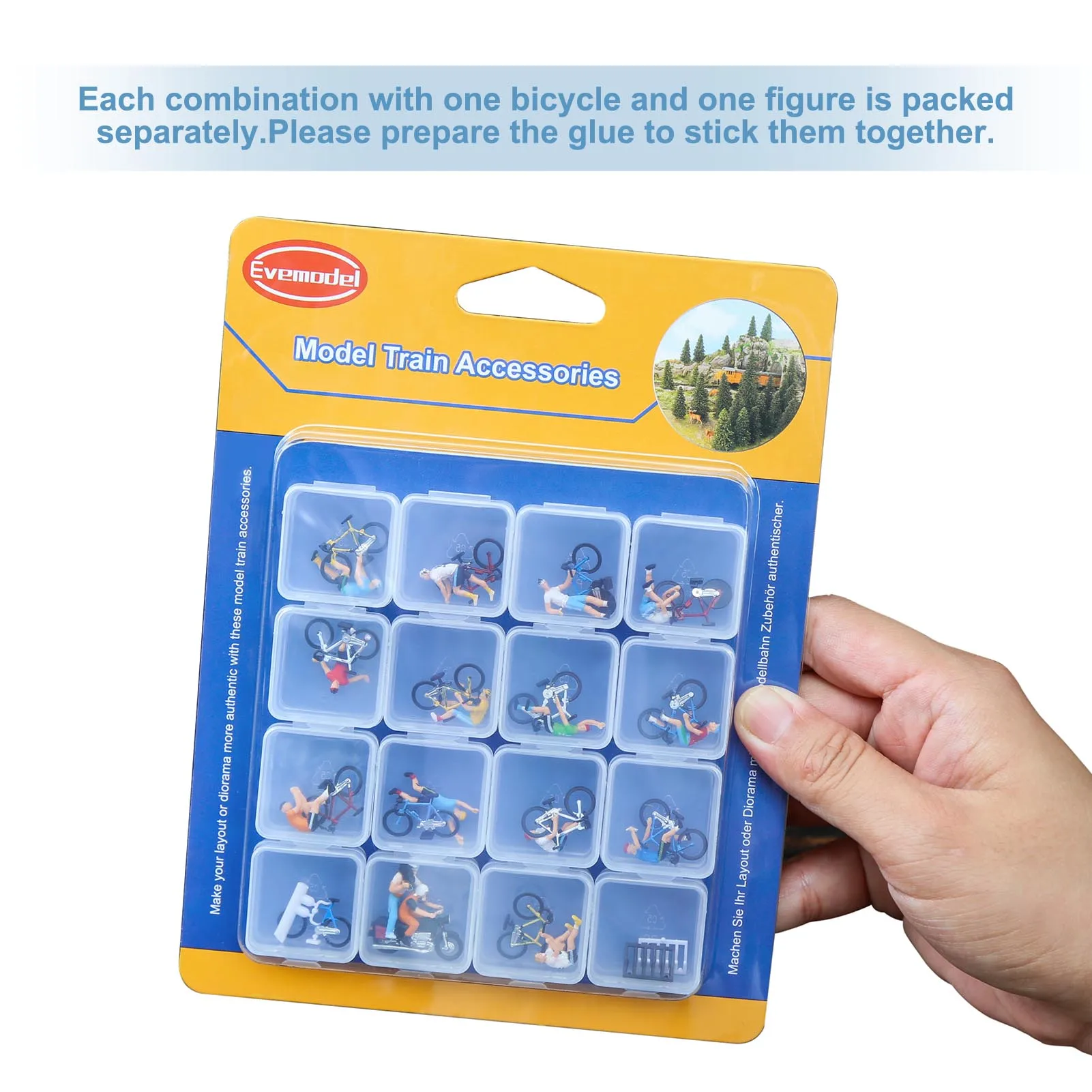 Model Trains HO Scale 1:87 Cyclist Rider Photographer 15 Different Poses Bicycle Motorcycle P8722 - Image 6