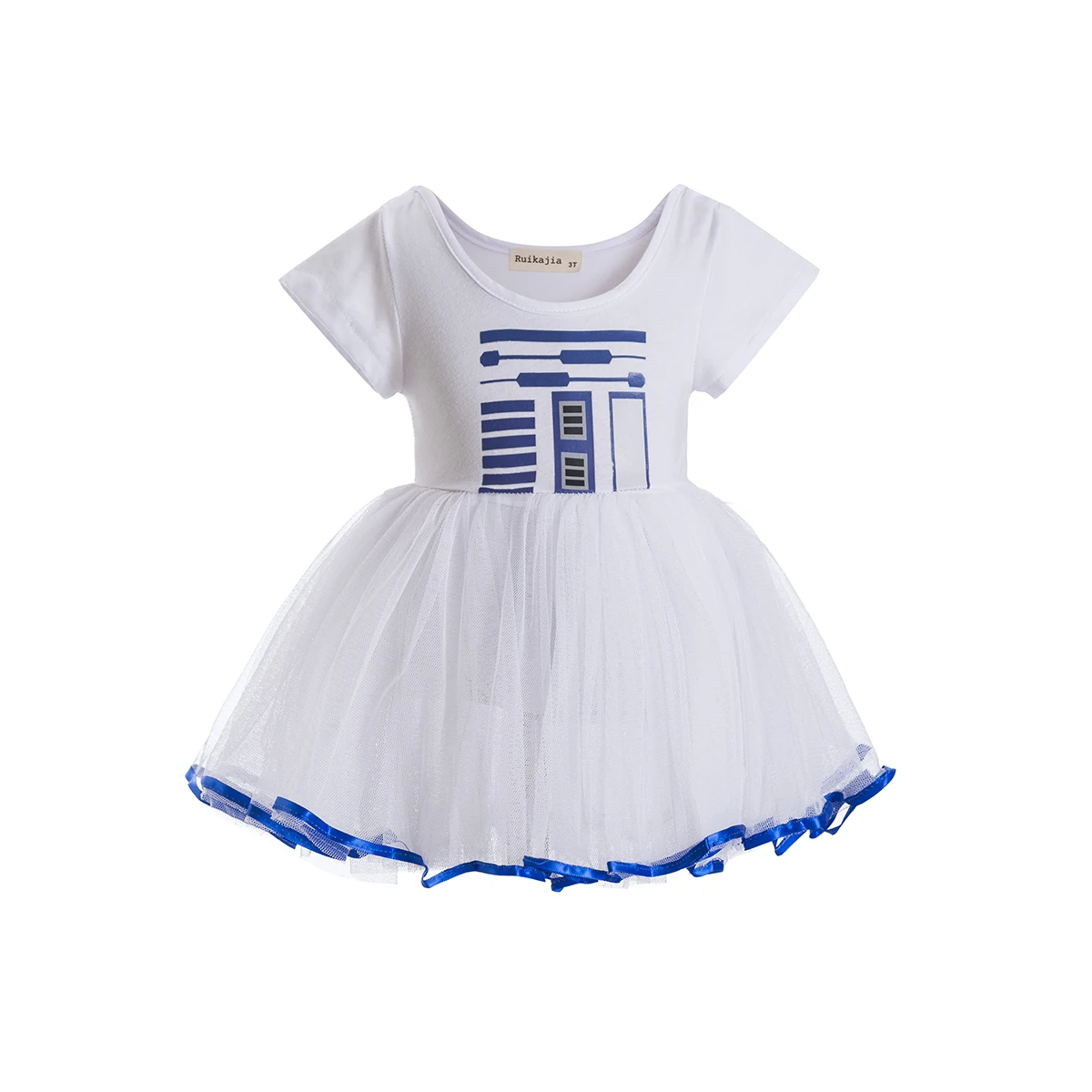 Robot Bb-8 Droid Color Dress,R2D2 Droid Costume,R2-D2 Toddler Girl Cotton Dress, Tema Di Compleanno, Outfit